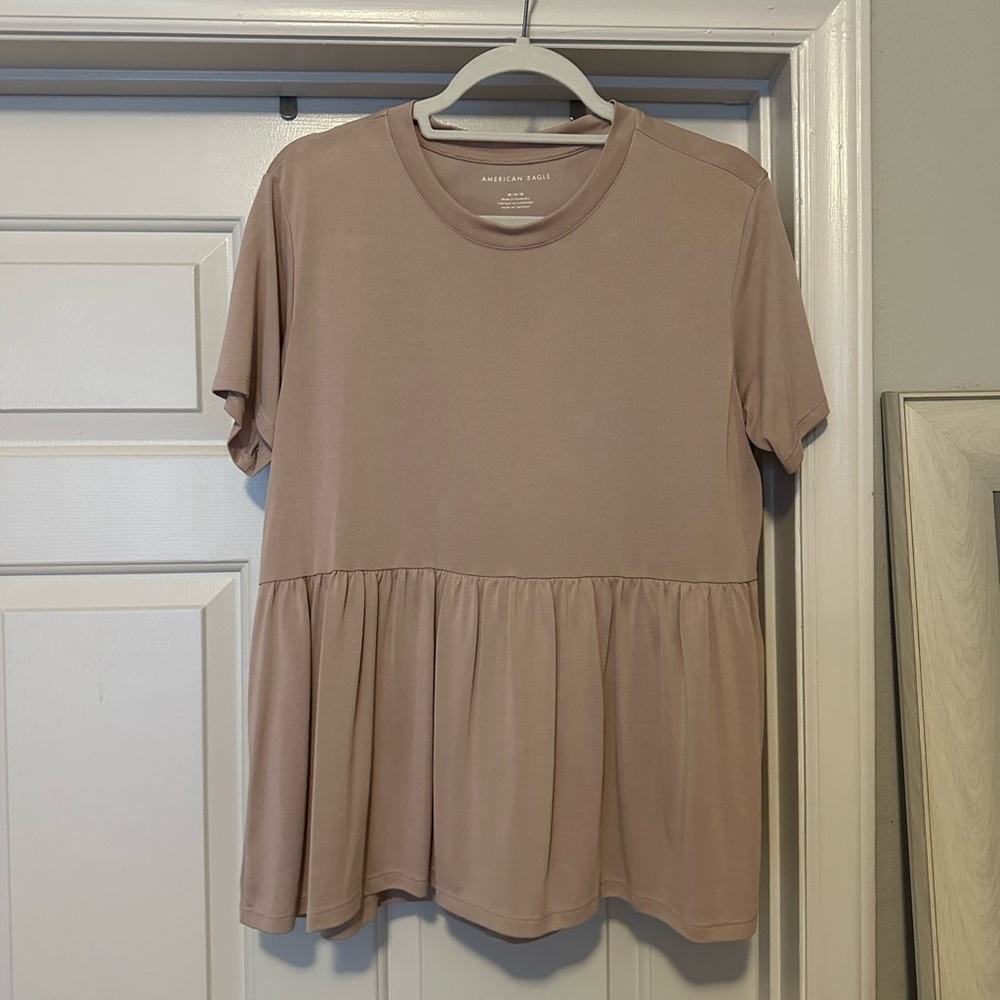 American Eagle Peplum Blush Blouse
